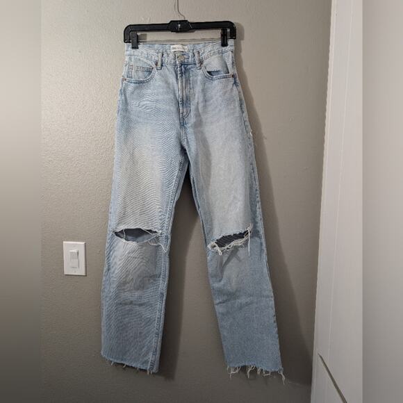 Zara Denim - Zara Light Blue Wide Leg Straight Leg Jeans